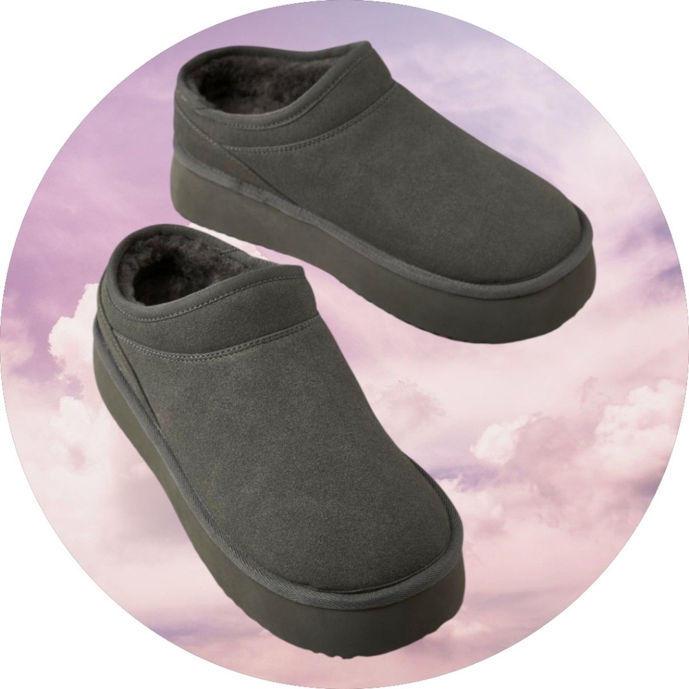 Nwt AE The Hangout Cozy Gray Slip-On Slippers Sz 9